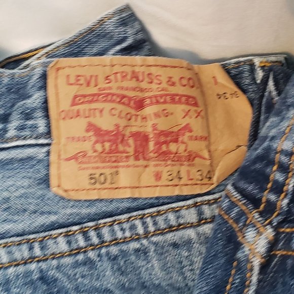 Levi 501 Button Fly Lot 3 Pairs Tag Size 34 X 29 Distressed Holes Tears - Picture 4 of 12